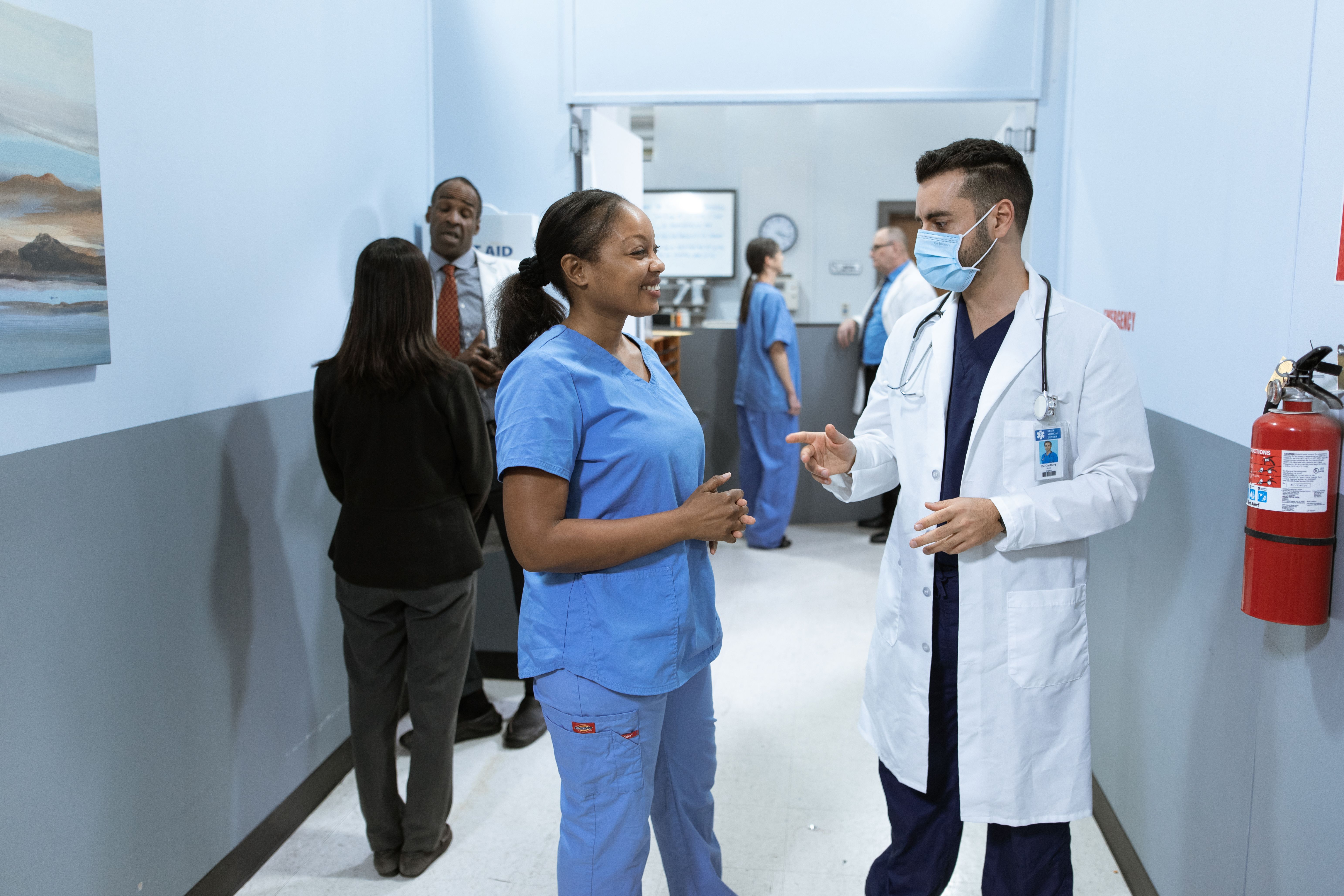 Healthcare professionals working together in a hospital
