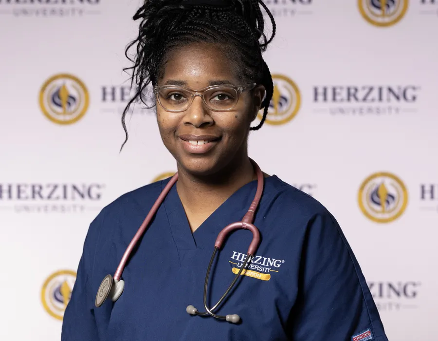 Healthcare worker adjusting a surgical cap